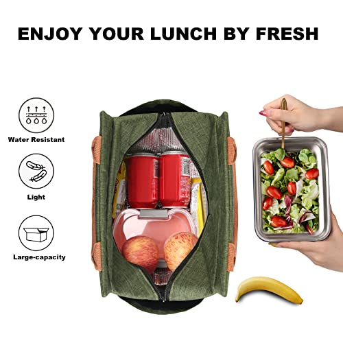 Joymee Lunch Bag Women Insulated Lunch Box Reusable Leakproof Large Spacious Cooler Tote for Womens Mens Adults with Bottle Holder and Side Pockets for Work Office Travel Picnic - Green - color: 04 Green