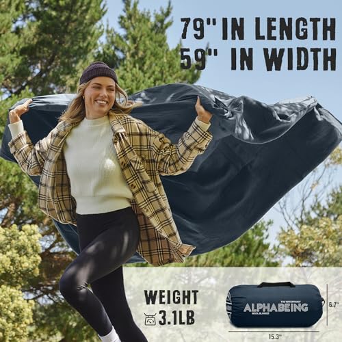AlphaBeing Inflatable Lounger and Waterproof Wool Outdoor Blanket