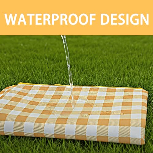 Picnic Blankets,Large Beach Blanket Sandproof Foldable,Beach Mat Sand Free Waterproof Packable for Outdoor Grass Camping Ground (Yellow)