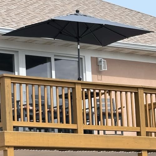PURPLE LEAF 9' x 6' Rectangular Patio Umbrella Outdoor Table Umbrella Aluminum Frame Market Umbrella Sun Umbrella with 8 Sturdy Ribs & Tilt for Garden Deck Lawn & Pool Light Gray - color: Light Gray, size: 6' x 9'
