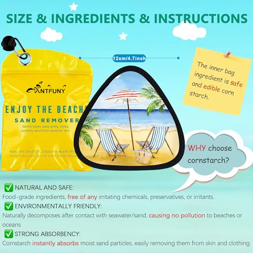 Antfuny Triangle Sand Remover for Beach Eraser Summer Women Beach Travel Essentials Vacation Travel Coconut Butter Whipped Game Toy Cruise Ship Summer Vacation Must Have Gift Towel - color: 1pcs Chair Yellow