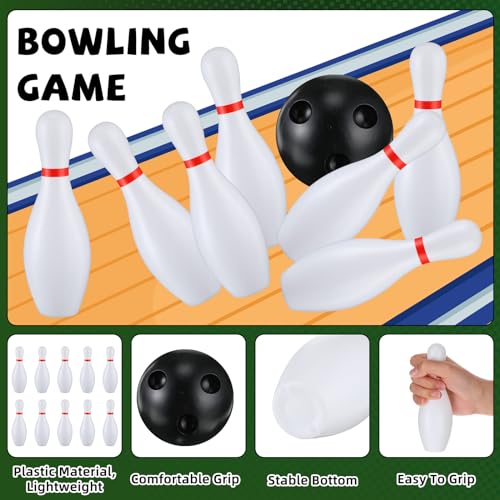 RoundFunny 4 Pack 6.3 Inch Kids Bowling Set Indoor and Outdoor Games for Kid Includes 40 Pcs Plastic Bowling Pins and 8 Pcs Balls Lawn Games for Toddler Yard School Activities Party
