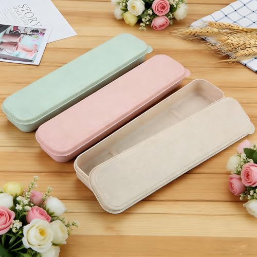 Travel Cutlery Case Portable Utensil Holder Travel Silverware Case Flatware Storage Box Camping Utensils Cases for Fork Spoon Chopsticks Lunch Box, 8.26 x 2.1 Inches (Blue, Pink, Small) - color: Blue, Pink, size: Small