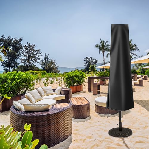 OKPOW Umbrella Covers for Outdoor Umbrellas - Small Patio Umbrella Cover for 6 ft to 9 ft Outdoor Table Umbrella - Waterproof Windproof Anti-UV Garden Parasol Covers, Black - color: Black