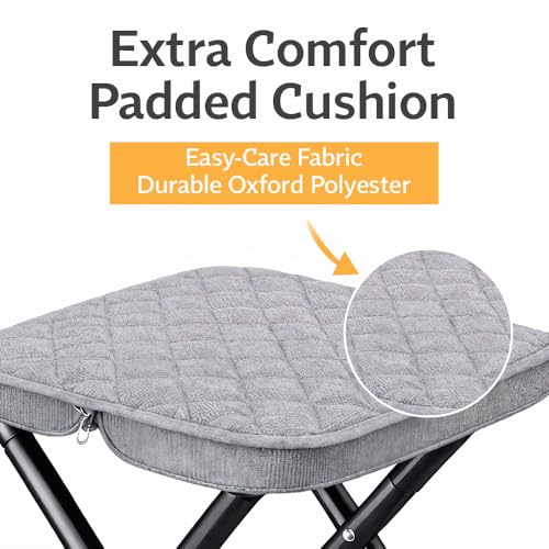 Premium Portable Folding Camping Stool with Carry Bag, Lightweight Compact Outdoor Seat, Heavy Duty Steel Frame, Small Travel Stool for Camping, Hiking & Fishing