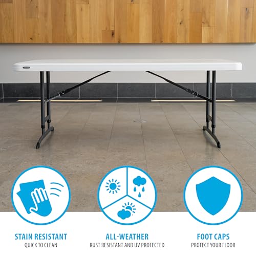 Lifetime 6-Foot Adjustable Height Nesting Table, Commercial, White Granite