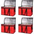 Bodaon 4-Pack Insulated Food Delivery Bag, XXX-Large Meal Grocery Tote Insulation Bag for Hot and cold Food, Commercial, Large Capacity Reusable Warming Bag, Red - color: Red, size: XXX-Large
