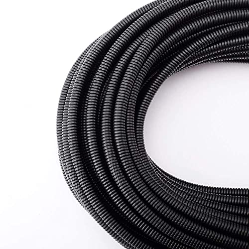 ZhiYo 50 FT 1/4” Wire Loom Split Tubing Auto Wire Conduit Flexible Cover | High Temperature Heat Resistant -40F to 257F | Plastic Cover for Electrical Wires & Cables - color: Black, size: 50 FT 1/4’’
