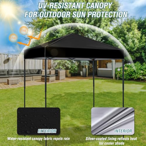 EAGLE PEAK 6x4 Instant Pop Up Canopy Tent, Straight Leg Sun Shelter, Portable Canopy with Carry Bag for Camping, Beach & Sports, Black - color: Black, size: No Wall