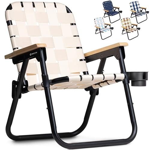 GoSports WOVN Beach Backpack Chair - 9 Styles Available - Premium Folding Camping Chair - color: Natural