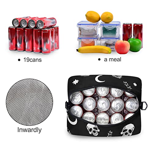 Skull Cat Moon Gothic Insulated Lunch Bag Reusable Lunch Tote Bag Cooler Bag for Women Men Adult Lunch Box with Adjustable Shoulder Strap Leakproof Lunch Bag for Work School Picnic Camping - color: Skull Cat Moon