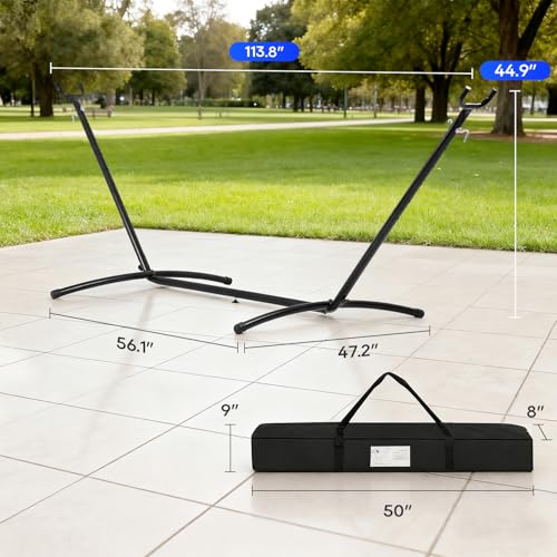 FDW Portable 9FT Hammock Stand, Heavy Duty Hammock Stand, Portable Steel Stand Only for Outdoor Patio or Indoor with Carrying Case (No Hammock) - color: No Hammock Black