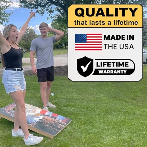 CornholeGamesUSA Pro Cornhole Boards Set | Made in USA | 3/4 Baltic Birch | No Bounce | Triple Thick Legs | Two Brace & Handles, Tournament 2x4 Regulation Set with Score Tower & Cornhole Bags - color: Life Btr By Pool