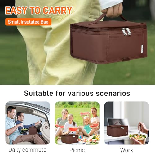 NOL Natural Organic Lifestyle Small Lunch Bag Mini Lunch Box Insulated Lunch Bag for Men/Women Leakproof Cooler Tote Bag Lightweight Nylon Waterproof Lunch Box For Work, Coffee - color: Coffee, size: Medium(5 Liters)