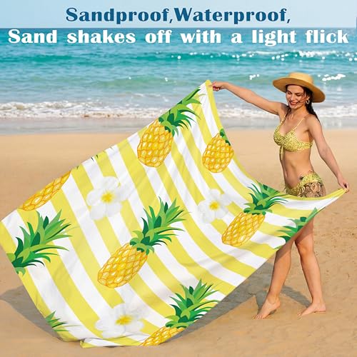 Famstar Beach Blanket Oversized Extra Large78 X 81",Waterproof Sandproof Beach Blanket 1-7 Adults Lightweight Durable for Travel Camping Hiking Picnic - color: Pineapple, size: 78" X 81"