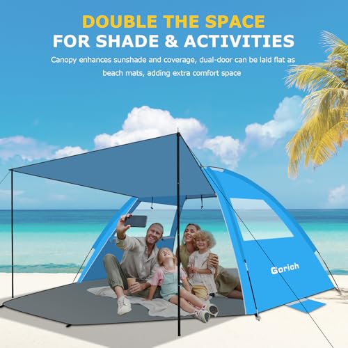 Gorich Beach Tent with Canopy - Easy Setup 3-4/5-6/7-8 Person Portable Sun Shelter, UPF 50+ UV Protection Sun Shade, Lightweight & Compact Beach Cabana for Family Travel - color: Skyblue, size: 6-8 Person