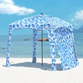 Qipi Beach Cabanas for Sand, Beach Canopy with Sandbags & Side Wall for Family, Easy Set Up Sun Shelter, UPF 50+ UV Protection with Roof Vent - color: 6' x 6' A-Sea Life
