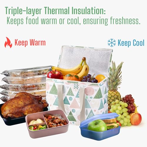 VENO 2 Pack Cooler Bag, Insulated Grocery Bags for Food Delivery, Collapsible Cooler, Reusable Shopping Bags for Groceries, Hard Bottom, Water Resistant, Zippered, Foldable (Pastel Forest, 2 Pack) - color: Pastel Forest, size: 15.7"W x 12.6"H x 8.7"D - 2