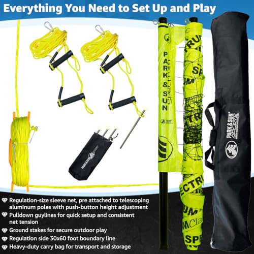 Park & Sun Sports Spectrum Classic: Adjustable Professional Outdoor Volleyball Net System - color: Yellow