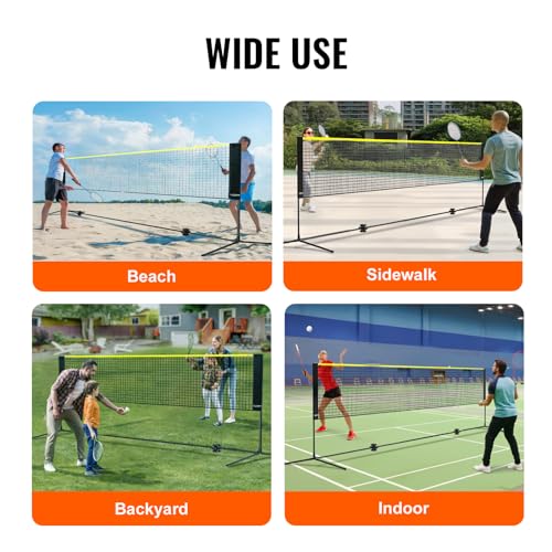 VEVOR Badminton Net, Height Adjustable Volleyball Net, Wide Foldable Pickleball Net, Portable Easy Setup Tennis Net Set with Poles, Stand and Carry Bag, for Kids Backyard Game Indoor Outdoor Use - size: 17ft