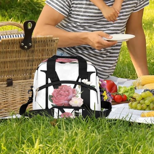 Letter M Insulated Lunch Bag for Women Men Reusable Waterproof Lunch Box Cooler Tote Bag One shoulder portable meal bag Portable Adult Lunchbox for Work Picnic Hiking Beach - color: Letter M
