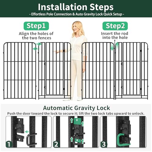 Heavy Duty Dog Playpen 47inch 16 Panels, Thickened Steel Tube, with 2 Doors for Medium Large Dogs, Outdoor Metal Exercise Pen for Yard RV Camping, Gravity Lock & Ball Head Iron Rods - style: 47"H