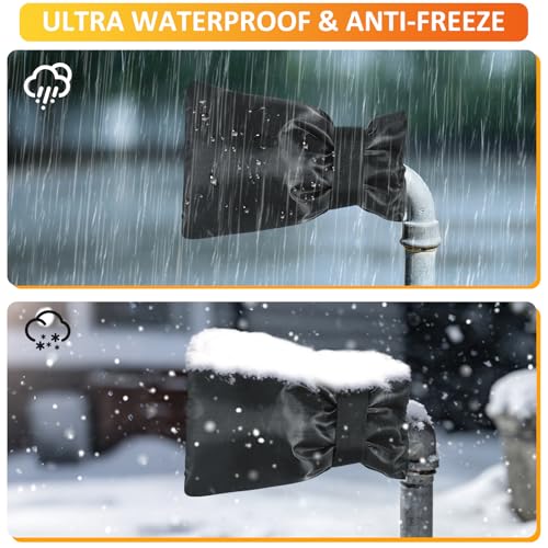 TUPI 2 Pack Outdoor Faucet Covers for Winter | Pro Freeze Protection | Waterproof Spigot Cover, Reusable Winter Insulated Faucet Pipe Protector for Outside Spigot, Hose bib, Water Tap, 8.5" H x6.1 W