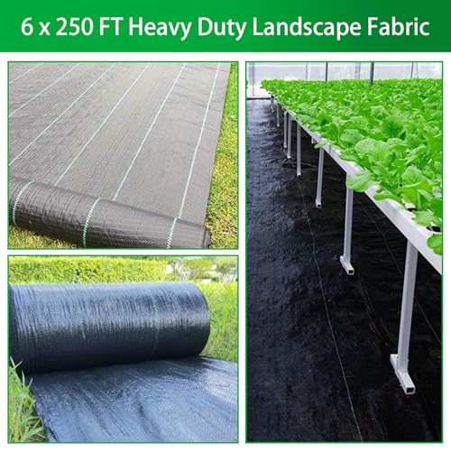 Weed Barrier Fabric Planting Cover - 6 x 250 FT Heavy Duty Landscape Fabric Ground Cover Block for Outdoor Planting - size: 6 x 250 FT