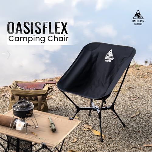 ONETIGRIS OasisFlex Camping Chair,Portable Chair with Carry Bag,Great for Camping,Beach,Picnic,Park,Lawn,Sports and Outdoor Events - color: Black