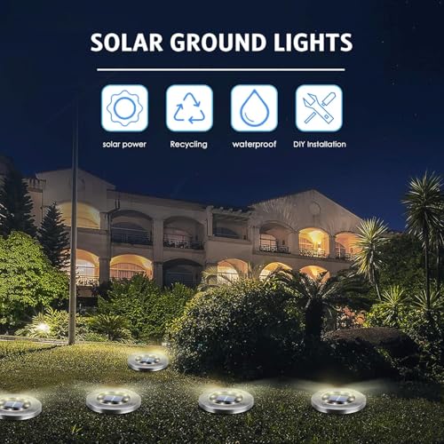 OULONGER Solar Ground Lights 16Pack, Garden Solar Outdoor Waterproof Pathway Bright In-Ground Lights Outdoor Lighting Decor for Lawn, Patio, Yard, Driveway,Walkway Warm Light - color: Warm light, size: 16pack