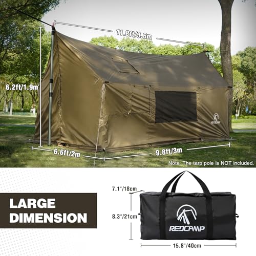 REDCAMP Large Hammock Hot Tent with Stove Jack, Waterproof & Windproof Winter Wall Tent with Snow Skirt, Ultralight 4 Season Tents for Camping, Hiking, Bushcraft, Backpacking, Hunting - style: Khaki Tent