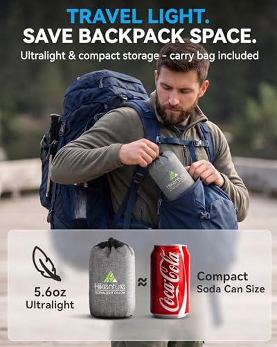Hikenture Camping Pillow with Removable Cover - Ultralight Inflatable Pillow for Neck Lumbar Support - Upgrade Backpacking Pillow - Washable Travel Air Pillows for Camping, Hiking, Backpacking - color: Green