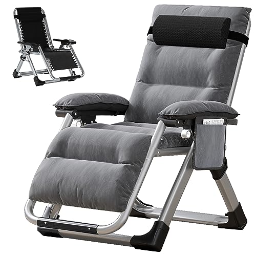 LILYPELLE Zero Gravity Chair, Premium Lawn Recliner Folding Portable Chaise Lounge with Detachable Cushion, Headrest and Cup Holder, Reclining Patio Lounger Chair - color: New Gray, style: Zero Gravity Chair