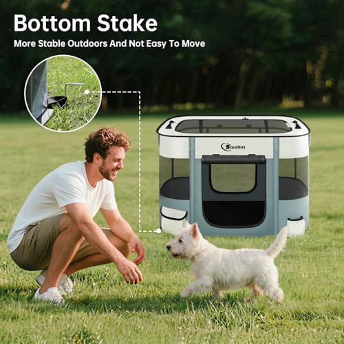 Dog Playpen,Cat Pet Puppy Pen,Portable Playpens for Dogs Indoor Outdoor Travel Camping Use,Foldable Dog Kennel Tent Crate for Rabbit Small Animals with Carrying Case (Grey, Small) - color: Grey, size: Small