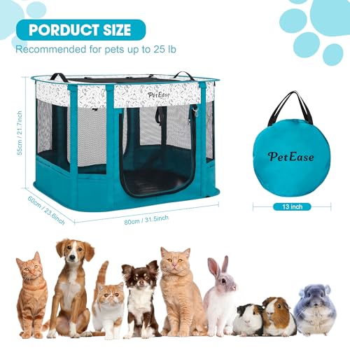 Portable and Foldable Cat Playpen Dog Playpen Small Animal Playepn with Waterproof Bottom, Foldable Pet Cage for Rabbit Puppy Hamster, Indoor/Outdoor Use - color: Peacock blue