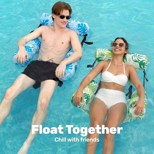 SLOOSH Inflatable Pool Floats Adult,2 Packs Floating Lounge Chairs,Blow up Pool Noodles for Adult Heavy Duty,Floating Chair for Party Summer Water Beach Lake Fun - style: Summer Leaves