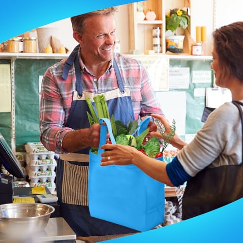 Reginary 100 PCS Reusable Totes Bags - Non Woven Grocery Handle Bags for Shop Events & Retail Store(Sky Blue) - color: Sky Blue