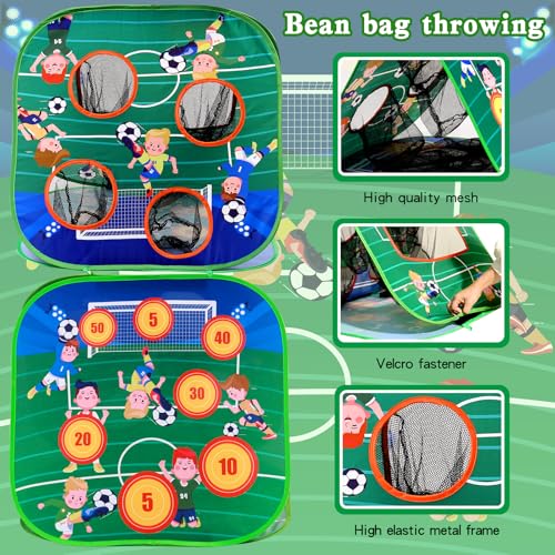 Bean Bag Toss Game Sets for Kids-3-in-1 Corn Hole Games for Kids,Kid Cornhole Game Set,Outside Backyard Outdoor Indoor Party Family Bean Bags Kid Tossing - color: Soccergoal