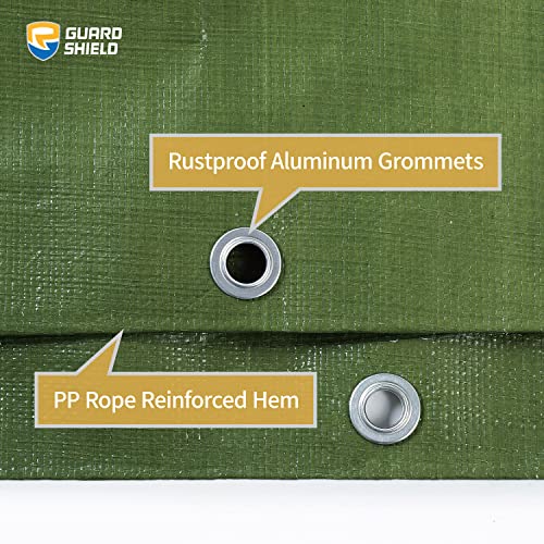 GUARD SHIELD Tarps Heavy Duty Waterproof 8x10 Feet Green Poly Tarp Cover Outdoor Thick UV Resistant Tarpaulin with Grommets 10mil (2-Pack) - color: Green, size: 8x10 (2-Pack)