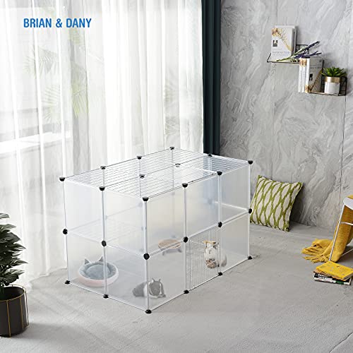 BRIAN & DANY Pet Playpen Indoor, Small Animal for Kitten Playpen, Guinea Pig Hedgehog Cages, Play Pen for Hamster Rabbit Bunny Clear Enclosure Fence, 13.8 X 13.8 inches, 28 Panels - style: 41.3"L x 27.5"W x 27.5"H