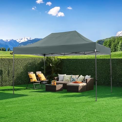 COBIZI 10x15 Pop up Canopy Tent 10x15 Canopy with 4 Sidewalls Waterproof Heavy Duty Commercial Canopy for Parties Outdoor Garden Gazebo Tent, Carry Bag(10x15ft, Gray) - color: Gray, size: 10X15FT 4 Sidewalls