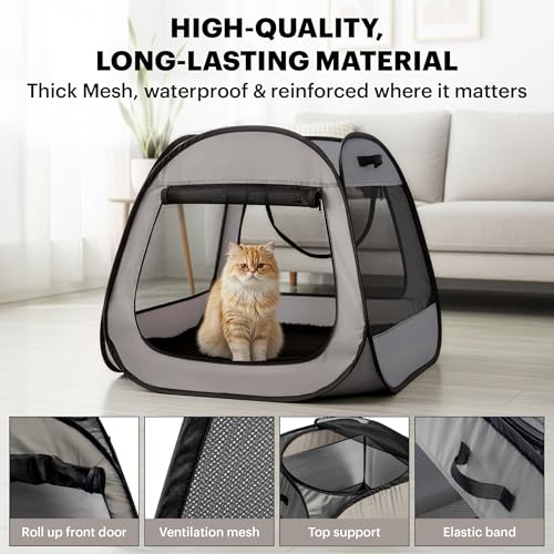 LAFYETTE. - US Based, Portable Cat Playpen, Trapezoidal Stable Design, Foldable Pet Tent for Indoor Outdoor Use, Cat Dog Play Enclosure, Kitten Puppy Kennel Crate, Pet House, Easy Setup, 33" x 26.5" - size: Medium (33" x 26.5")