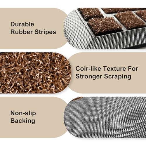 MATALL Outside Door Mat - 36x17 Inches Brown Welcome Matt, Indoor and Outdoor Dirt Trapper Door mat for Office Doorway, Patio, Porch, or Deck - color: Coffee, size: 1'5" x 3' (Rectangular)