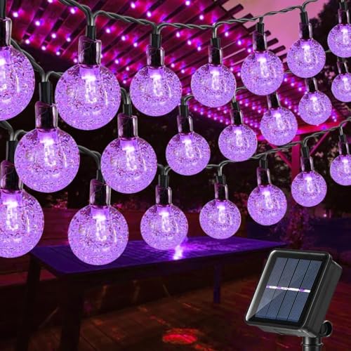 Toodour Solar String Lights Outdoor, 56ft 100 LED Globe String Light with 8 Mode, Waterproof Crystall Ball Lights Solar Patio Lights for Garden, Lawn, Patio, Gazebo, Yard, Outdoor Decor - Purple - color: Purple, size: 56ft