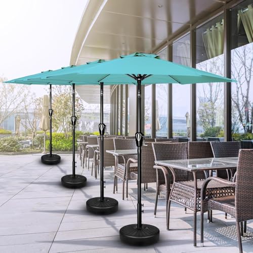 Simple Deluxe 7.5ft Patio Umbrella Outdoor Table Market Yard Umbrella with Push Button Tilt/Crank, 6 Sturdy Ribs for Garden, Deck, Backyard, Pool, Turquoise - color: Turquoise-New, size: 7.5ft