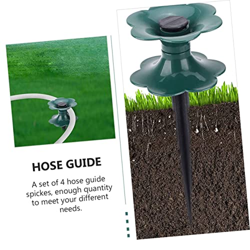 Garden Hose Guide Spike,Hose Guards for Flower Beds,Garden Reel Guide Wheel 4 Pack Spikes for Plant Protection Organizer Gardening Supplies Holder