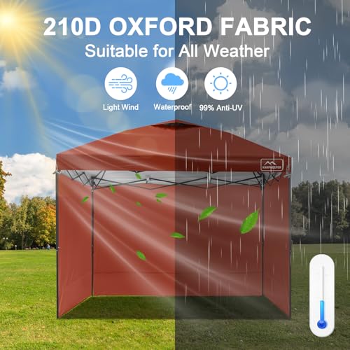 KAMPKEEPER 10X10 Canopy Tent Sidewalls with Zipper for Canopy Frame, 3Pcs Sunwalls Only, UPF50+ Waterproof Side Walls(Red) - color: Red