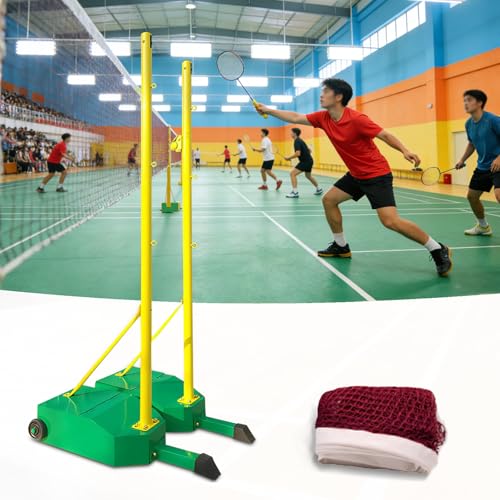 Badminton Pole,Portable 5.1FT Badminton Net Frame Poles with Wheel,Movable Badminton Pole Stand with Heavy Duty Base,Badminton Net for Backyard Park Stadium School Indoor Outdoor