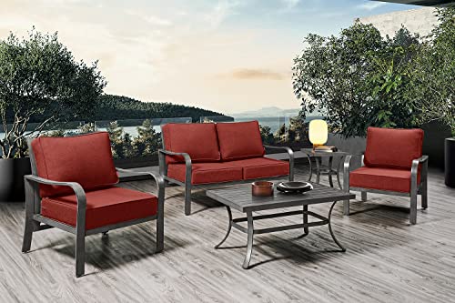 ARTPLAN Deep Seat Outdoor Patio Chair Cushions,2-Piece Seat and Back Cushion Set 24x24x6 and 18x24 Inches,Square, Brick Red - color: Brick Red