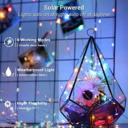 Brizled 2 Pack Each 200 LED 66ff Multicolor Solar Christmas Lights, Colored Solar String Lights 8 Modes Twinkling Fairy Lights with Memory Waterproof Twinkle Lights for Outdoor Garden Party Tree Decor - color: Multicolor
